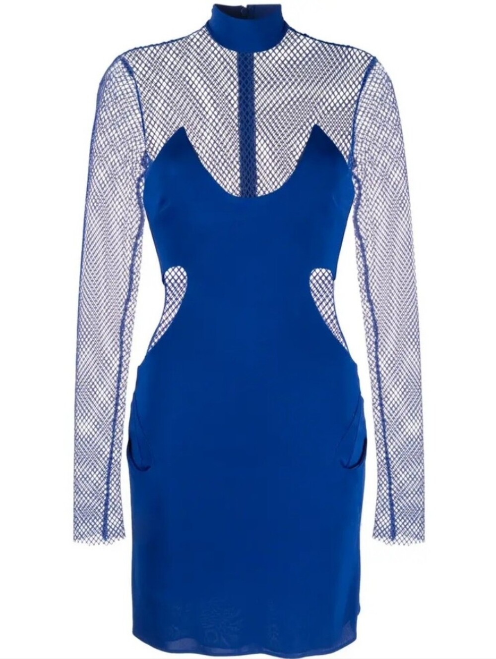 cobalt blue Tom Ford mesh-paneled stretch-crepe mini dress Xs